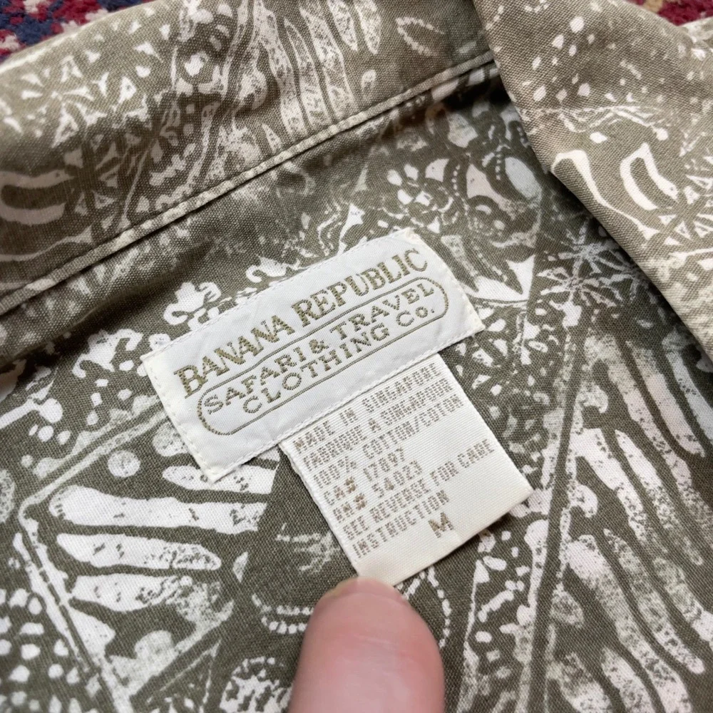 VTG 80s 90s Banana Republic Safari‎ & Travel Medium Batik Print Camp Shirt Rare